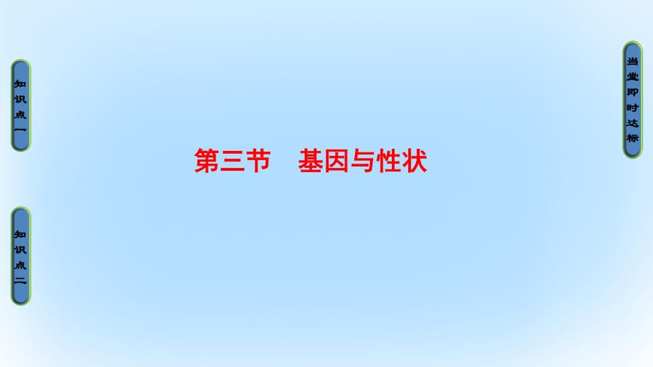 2016-2017版高中生物第3單元遺傳與變異的分子基礎(chǔ)第2章基因?qū)π誀畹目刂频?節(jié)基因與性狀課件中圖版必修2.ppt_第1頁