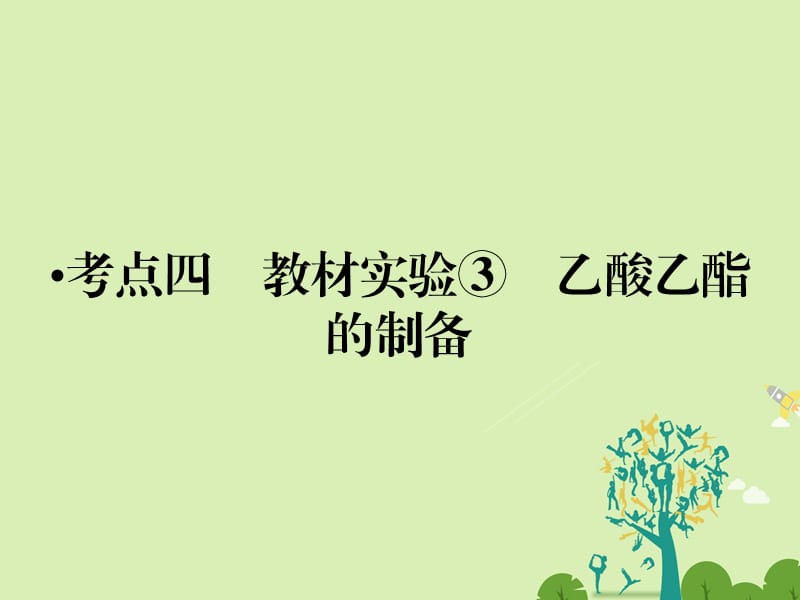 2017届高考化学大二轮复习第Ⅰ部分专题突破三各类试题的载体-元素化合物第12讲常见有机物及其应用考点4教材实验③乙酸乙酯的制备课件.ppt_第1页