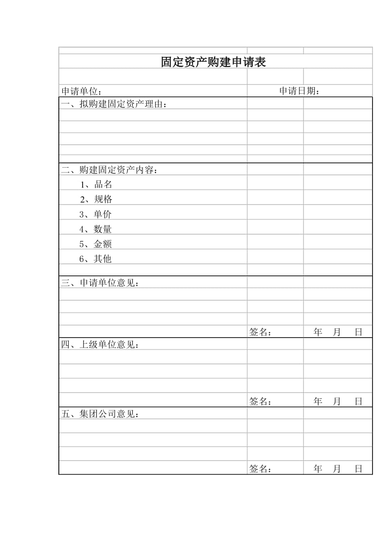 xx集团固定资产购建申请表.doc_第2页