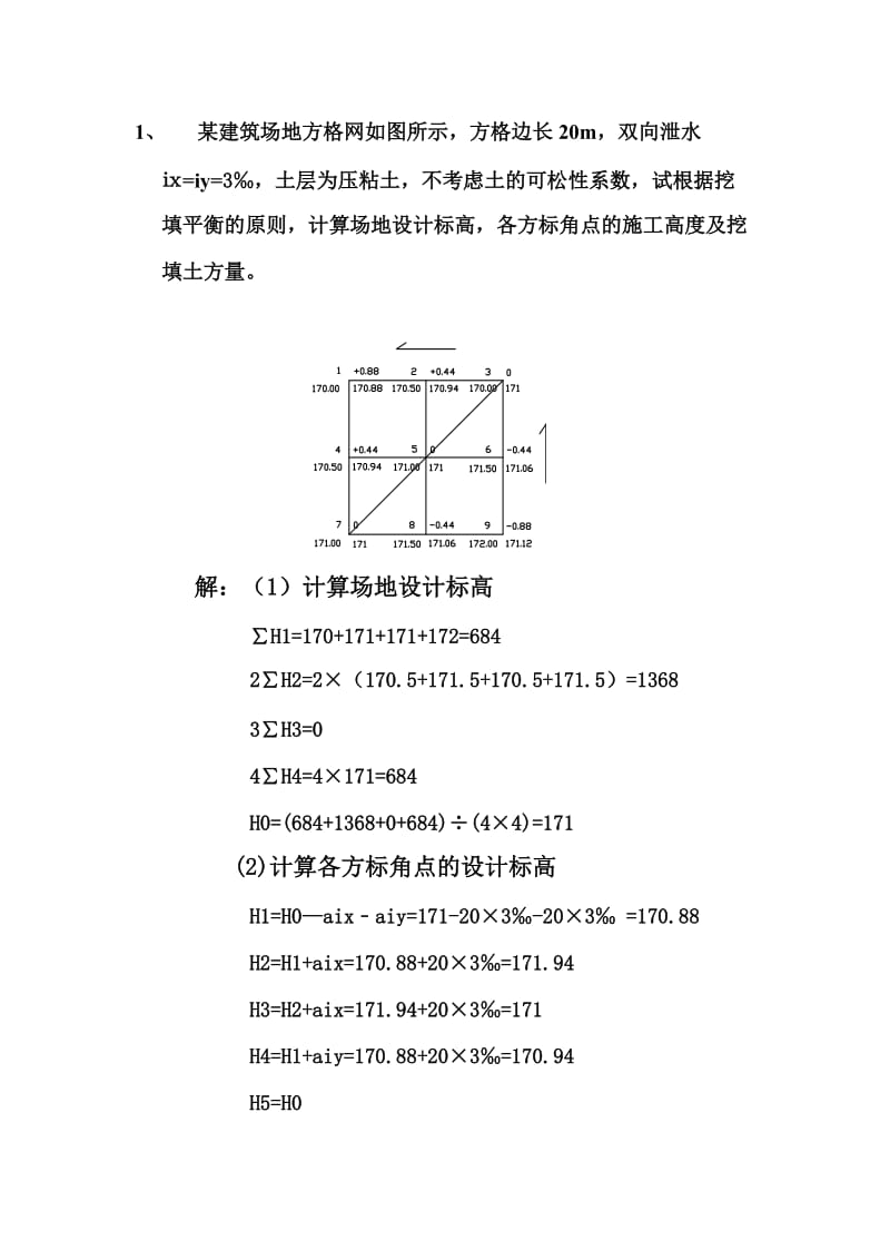 某建筑场地方格网及题目.doc_第1页