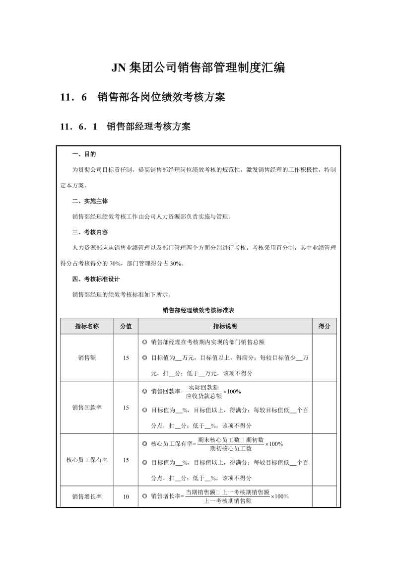 JN集团公司销售部管理制度汇编.docx_第1页