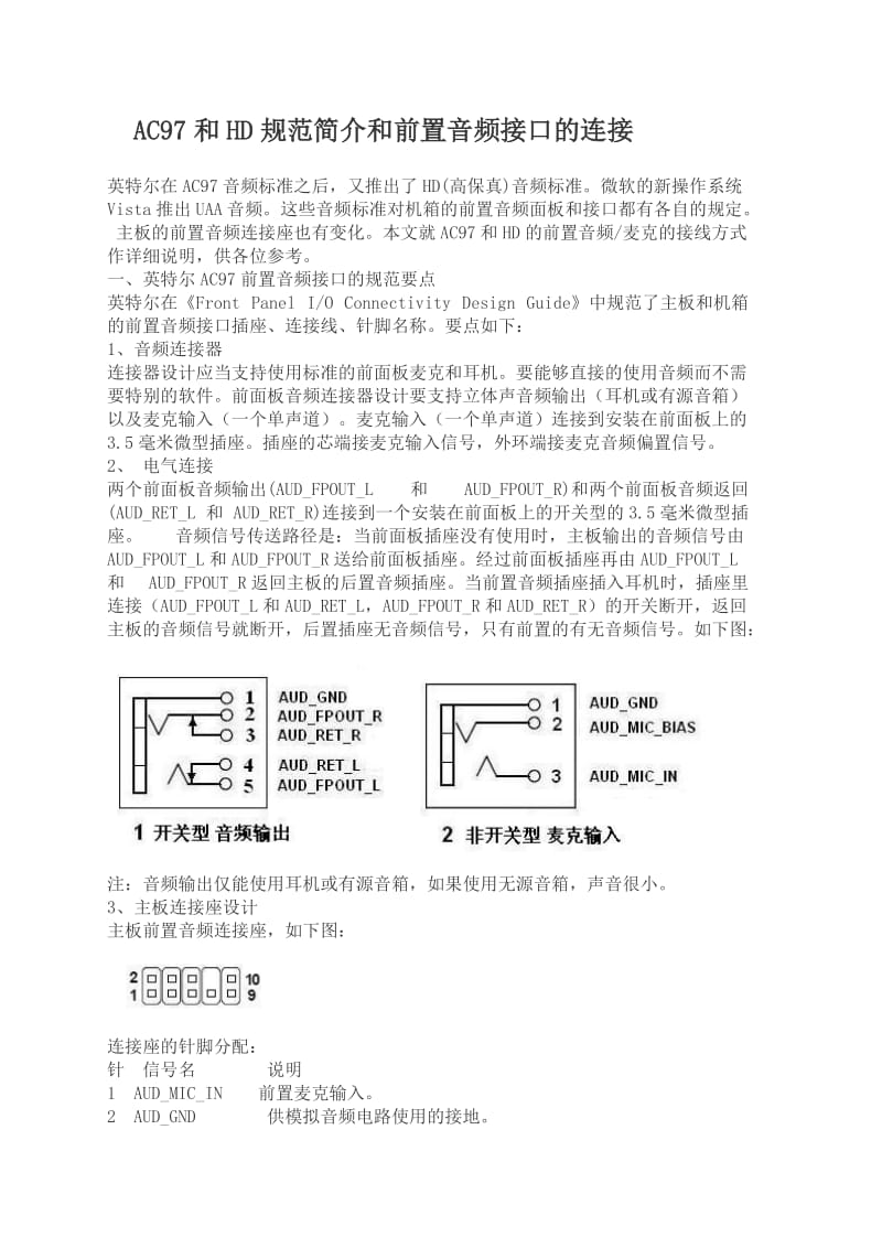 AC97和HD规范简介和前置音频接口的连接.docx_第1页