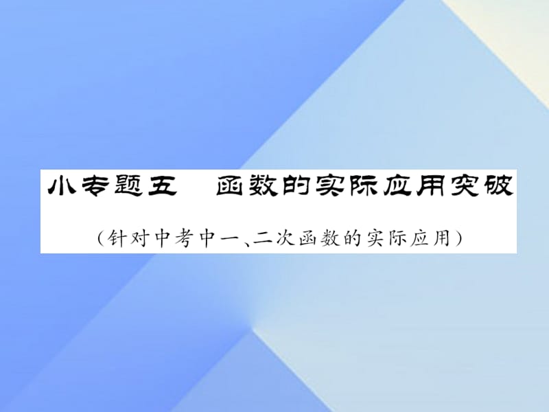 中考数学 第二轮 题型专攻 小专题五 函数的实际应用突破课件 新人教版.ppt_第1页