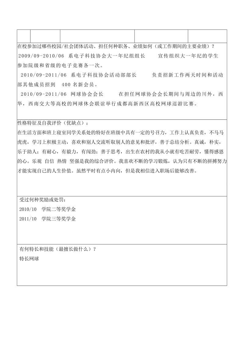 宜宾市商业银行内江分行应聘登记表.doc_第2页