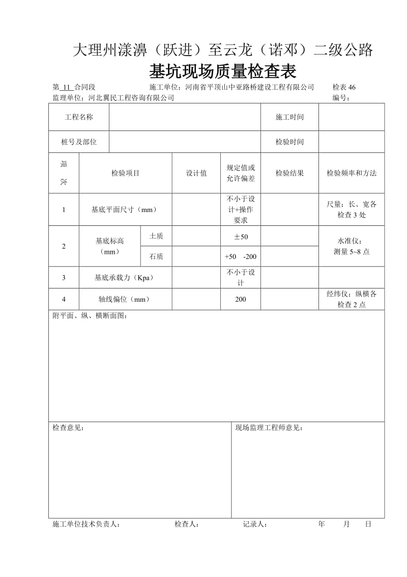 基坑现场质量检查表.doc_第1页