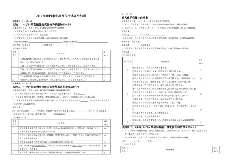 黄冈市实验操作考试评分细则.doc_第1页