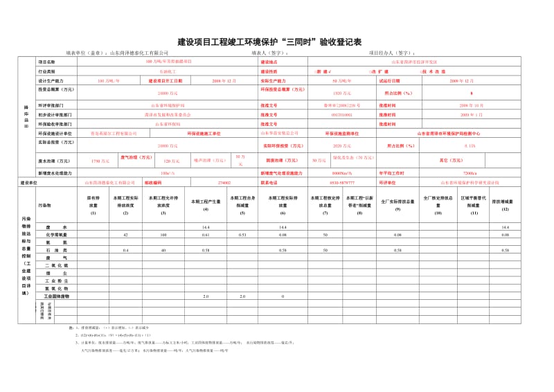 建设项目工程竣工环境保护“三同时”验收登记表.doc_第1页