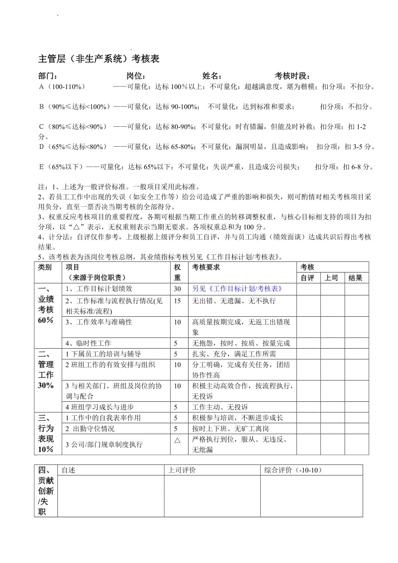 附6主管层考核表(通用版).doc_第1页