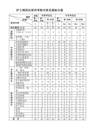 護士規(guī)范化培訓考核內(nèi)容及指標分值.doc