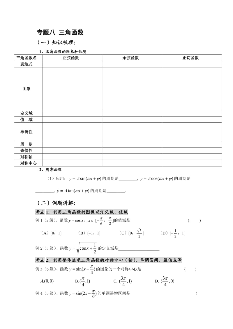 数学辅导资料专题八三角函数.doc_第1页