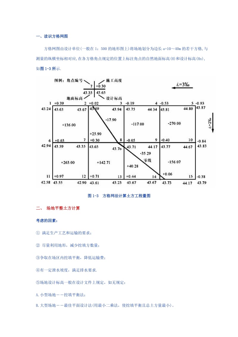 方格网计算土方量例题.doc_第1页