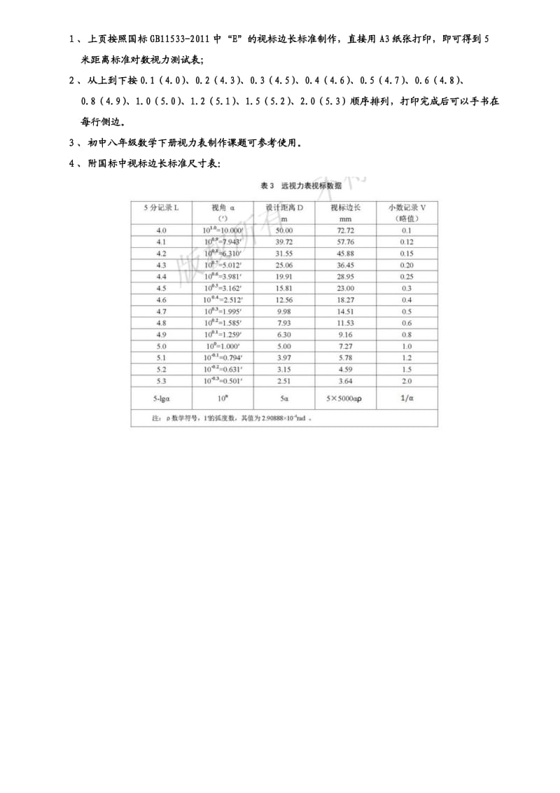 5米对数视力表及E尺寸标准(A3).doc_第2页