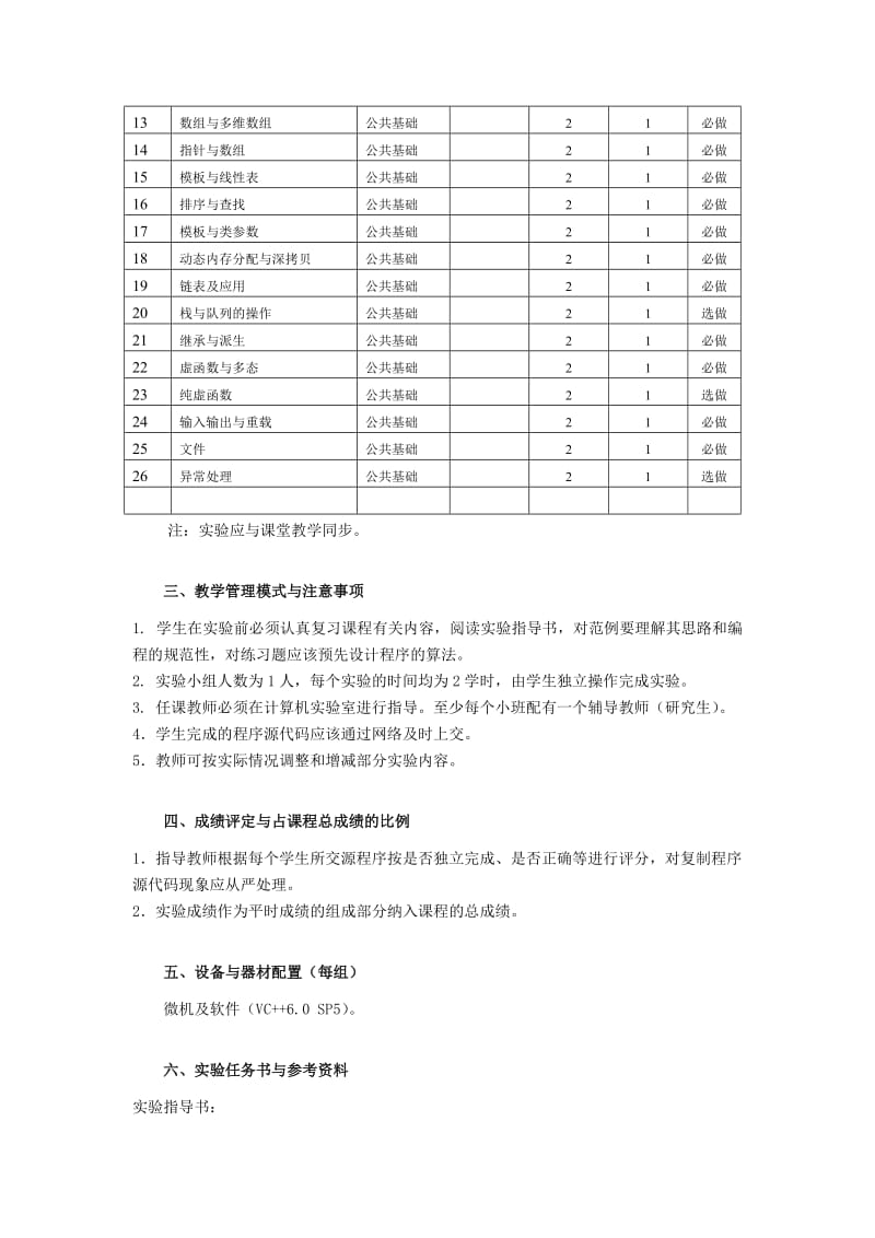 C++教学指导书实验教学大纲第二版.doc_第2页