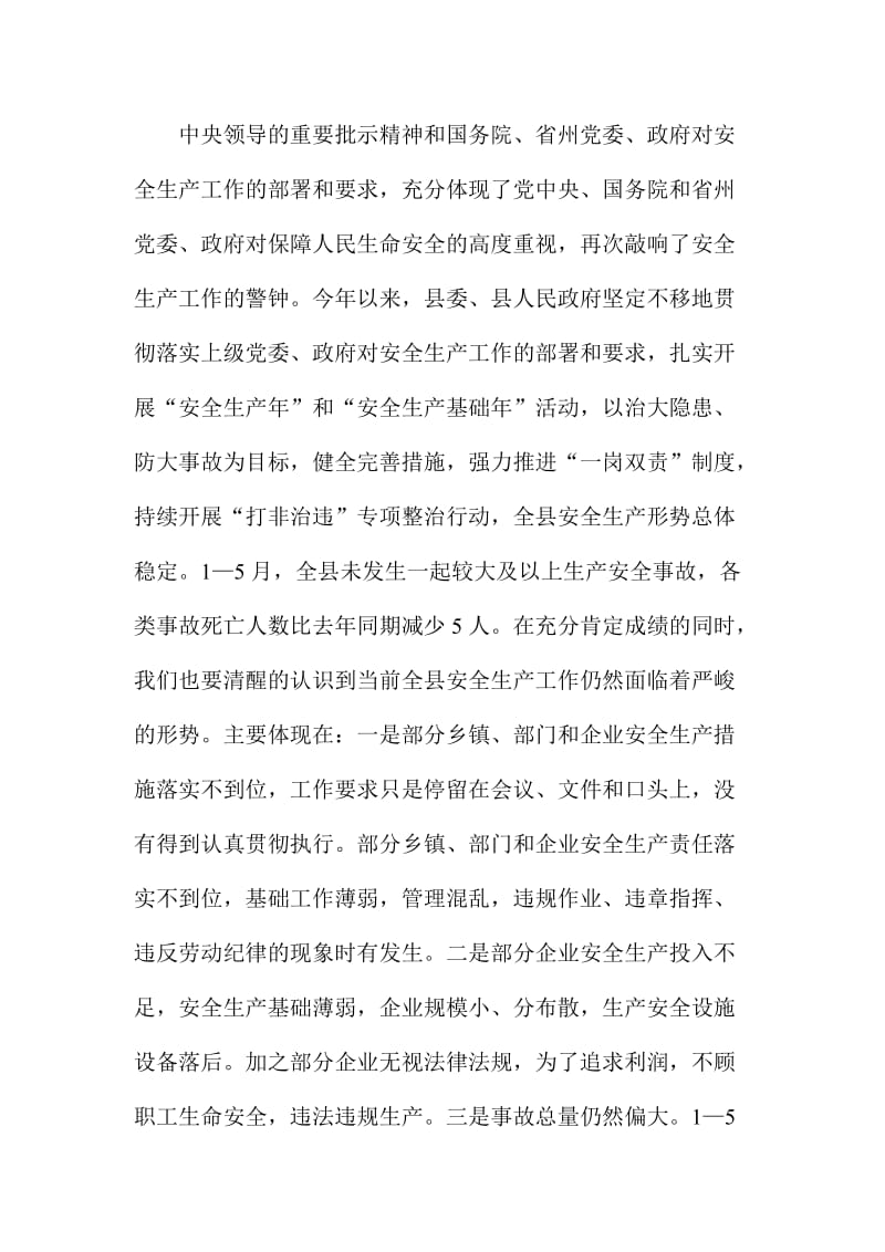 XX县全县安全生产大检查动员会议讲话稿.doc_第2页