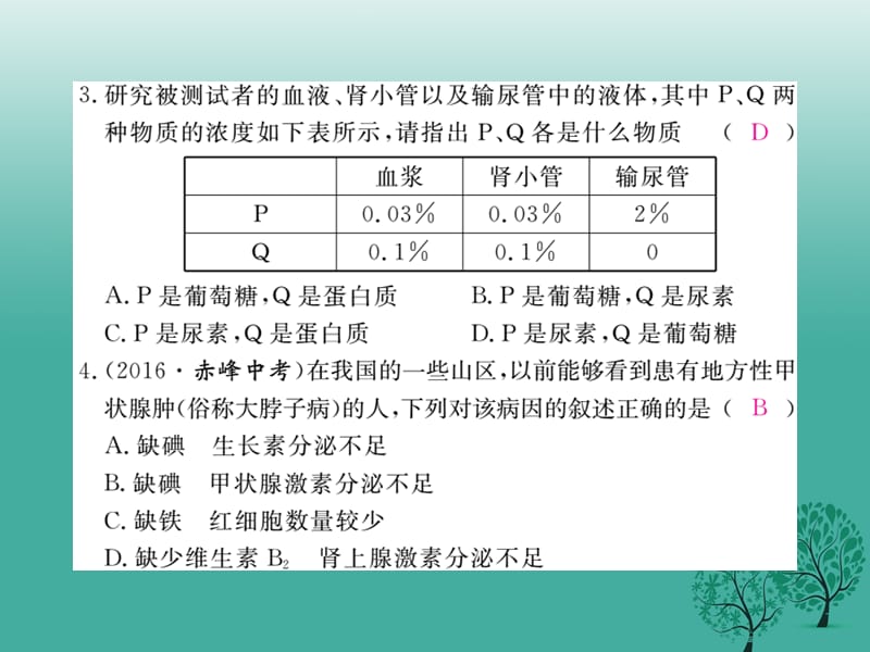 七年级生物下册 第五-七章阶段性检测卷课件 （新版）新人教版.ppt_第3页