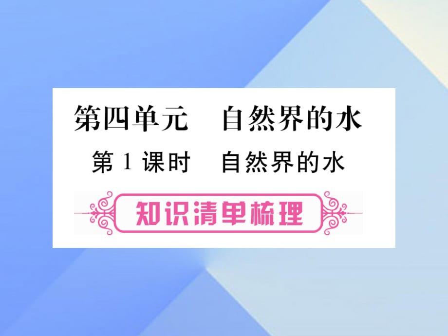 中考化學 第一部分 教材系統(tǒng)復習 第4單元 自然界的水課件.ppt_第1頁