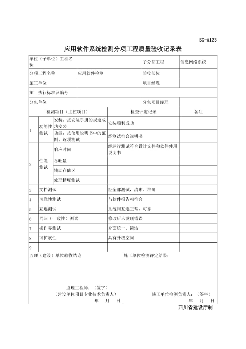 SG-A123应用软件系统检测分项工程质量验收记录表.doc_第2页