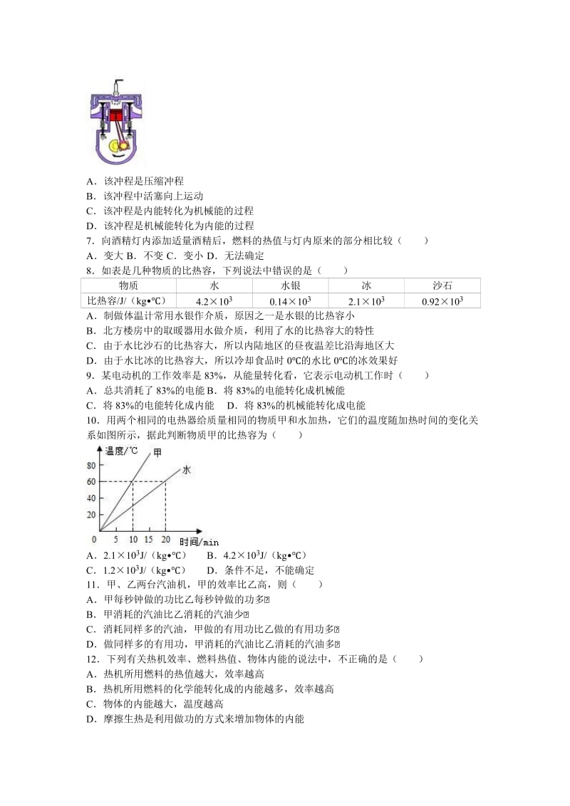 葫芦岛市兴城市届九级上第一次质检物理试卷含答案解析.doc_第2页