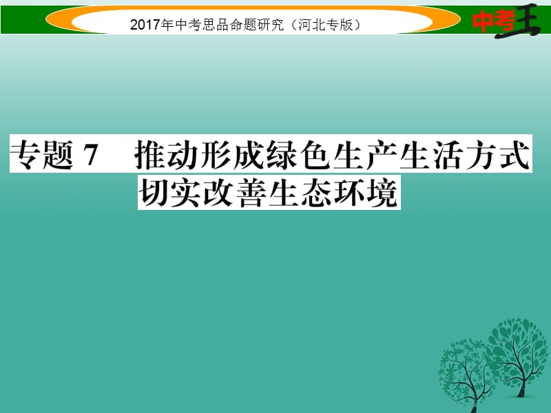 中考政治总复习 热点专题攻略 专题7 推动形成绿色生产生活方式 切实改善生态环境课件.ppt_第1页