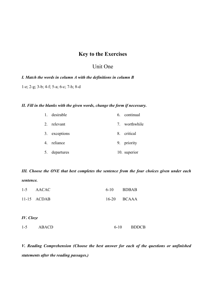 大学英语(二)作业集答案(许梅).doc_第1页