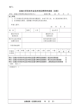 安徽大學(xué)其他專業(yè)技術(shù)崗位聘用申請表.doc