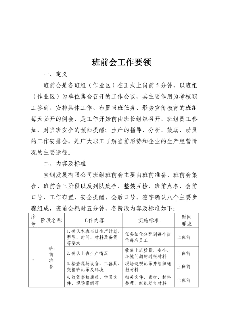 班前会规范主要内容.doc_第1页