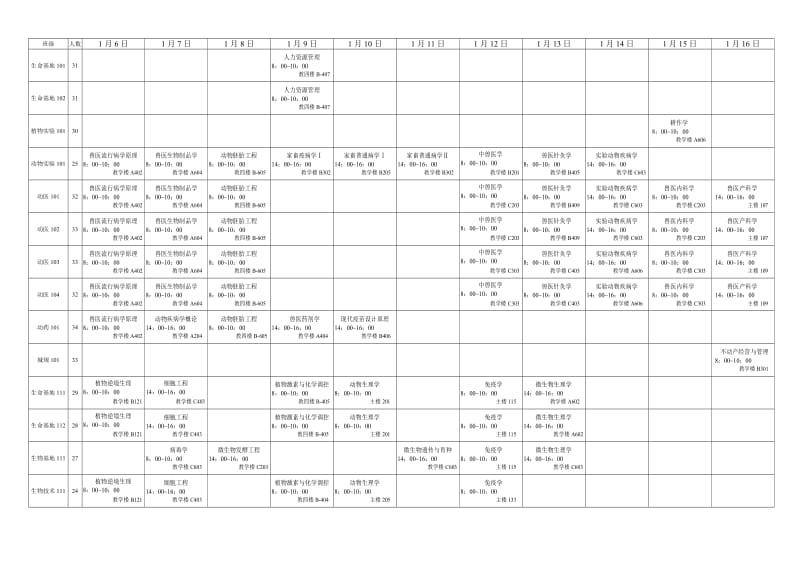 南京农业大学2013-2014学年第一学期期末考试日程.doc_第1页