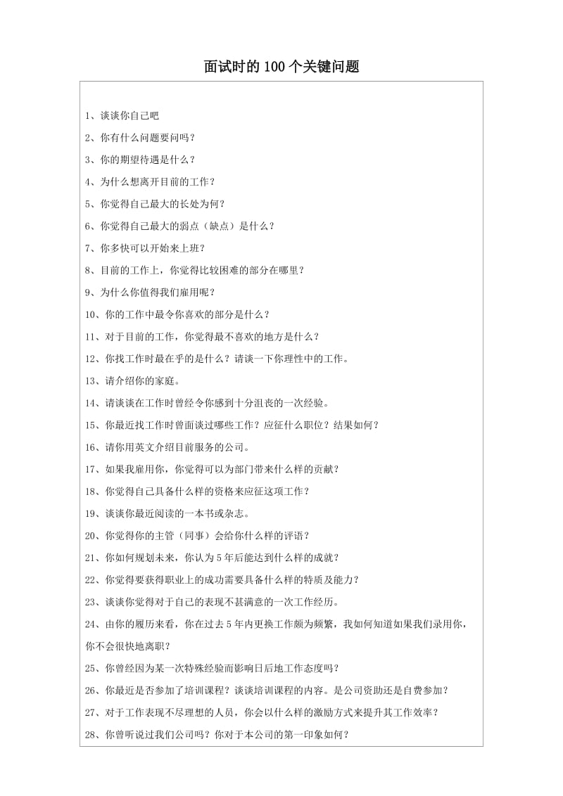 面试时的100个关键问题和101个技巧.doc_第1页