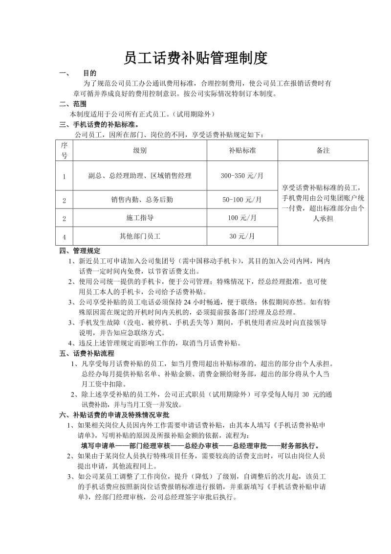 员工话费补贴管理制度.doc_第1页