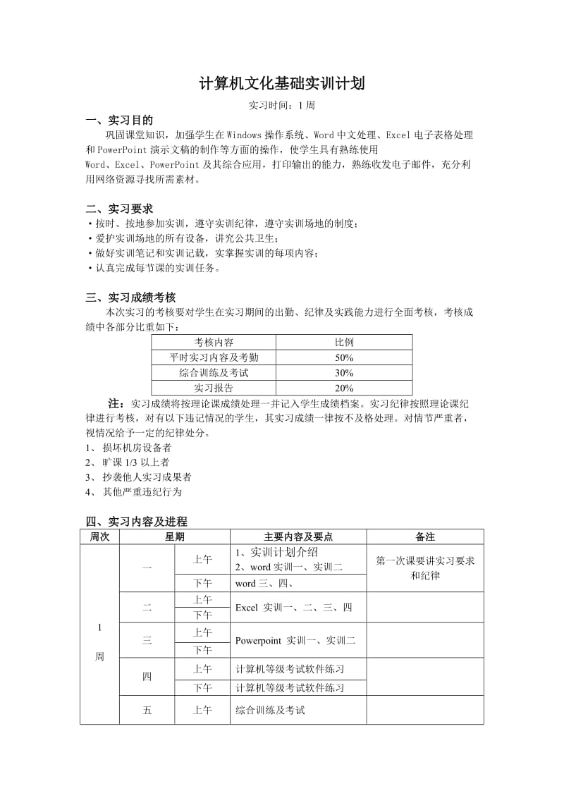 职业学院计算机文化基础课程实训指导书.doc_第2页