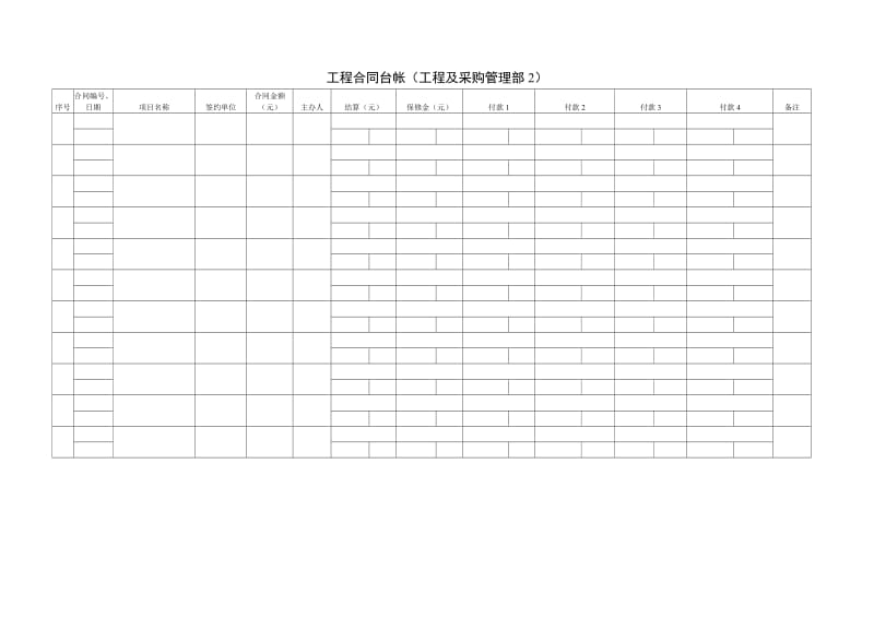 NBVK-QR-PR124工程合同台帐工程及采购管理部.doc_第1页