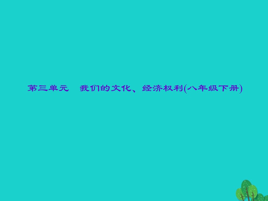 中考政治總復(fù)習(xí) 主題二 法律教育 第三單元 我們的文化、經(jīng)濟(jì)權(quán)利（八下）課件 新人教版.ppt_第1頁