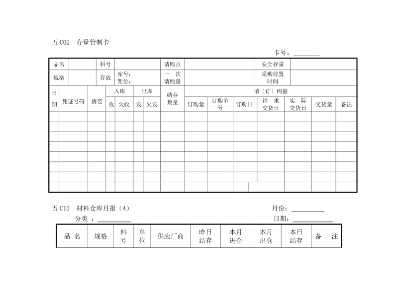 企业管理表格物料管理C横表格.doc_第1页