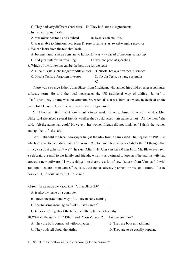 贵州省八校联盟2015届高三第二次联考试题(英语).doc_第3页