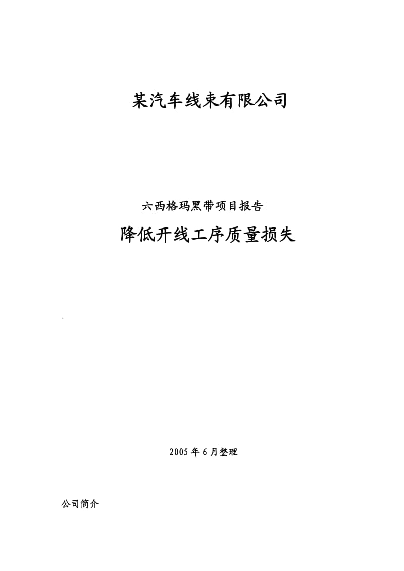 某汽车线束公司六西格玛黑带项目报告.doc_第1页