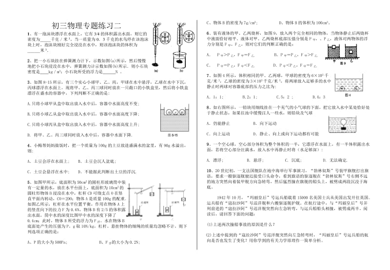 初三物理专题练习.doc_第1页