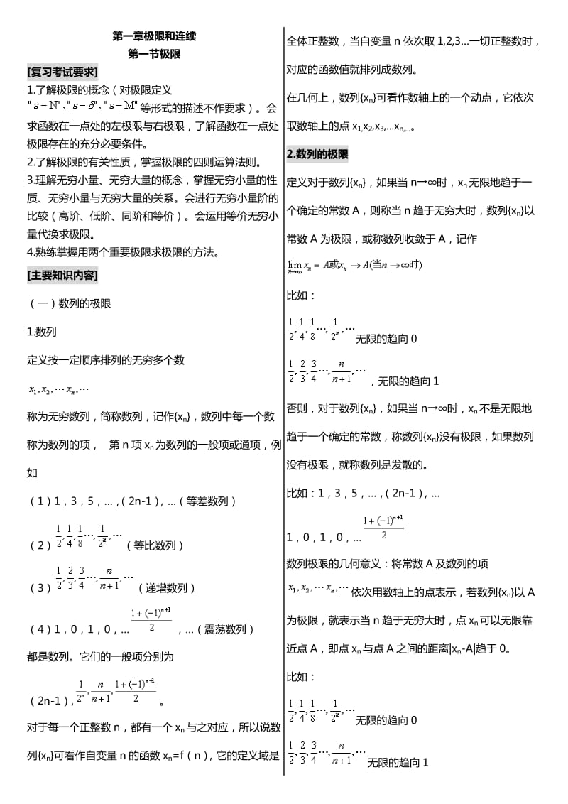 成人高考(专升本)高等数学二笔记串讲讲义.doc_第1页