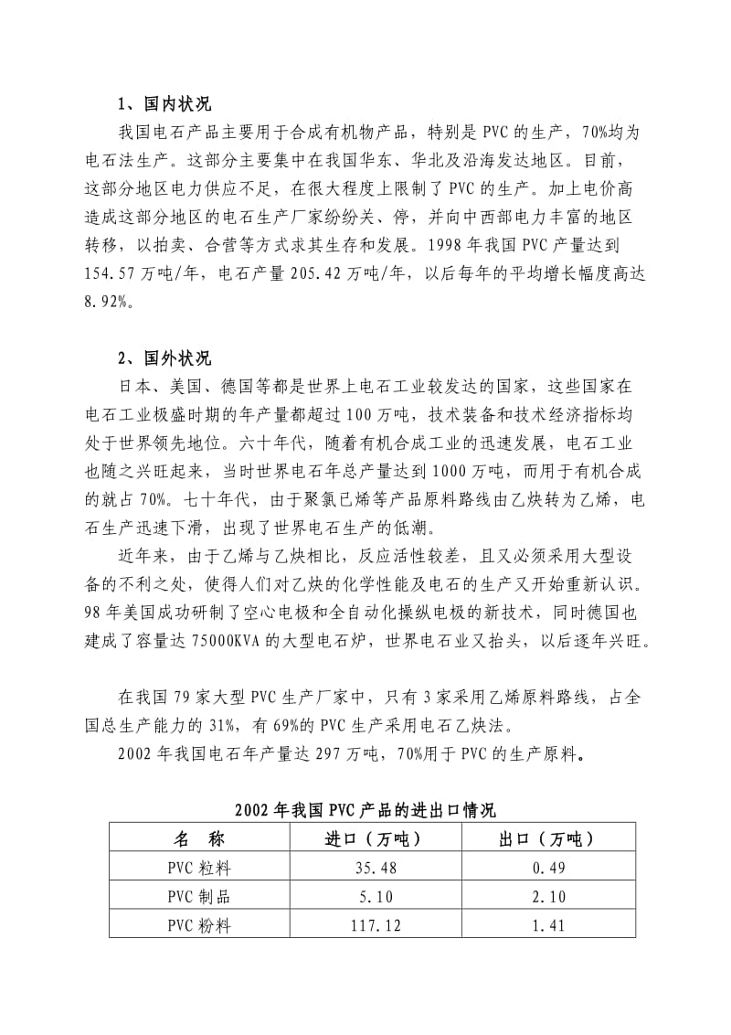 产10万吨电石项目申请报告.doc_第2页