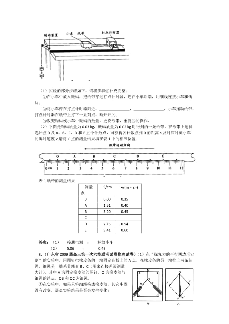 全国名校高考专题训练12-力学实验(物理).doc_第3页