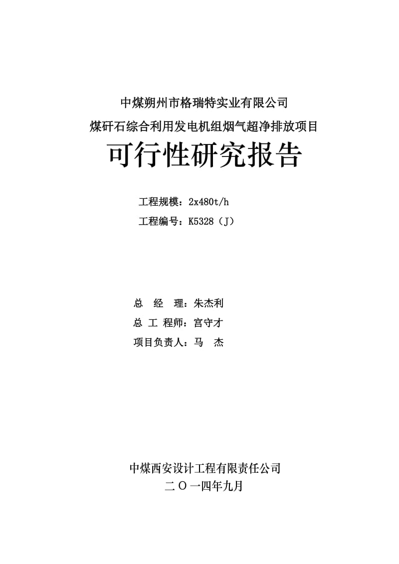 煤矸石综合利用发电机组烟气超净排放项目可研报告.doc_第2页