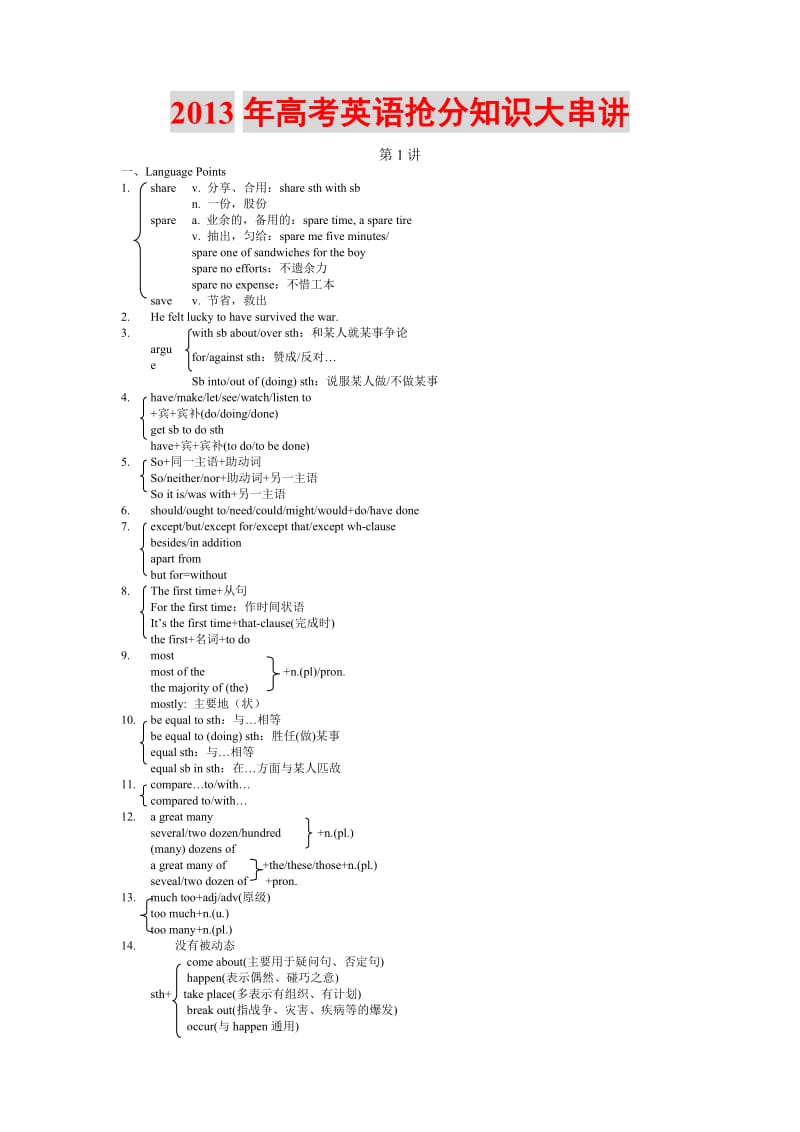 2013高考英语抢分知识点串讲.doc_第1页