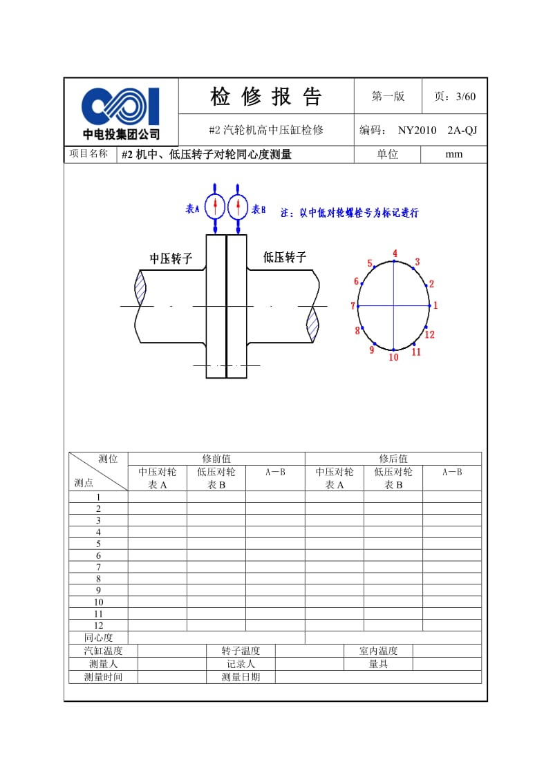 某热电#2机A级检修汽机本体高中压缸测量记录.doc_第3页