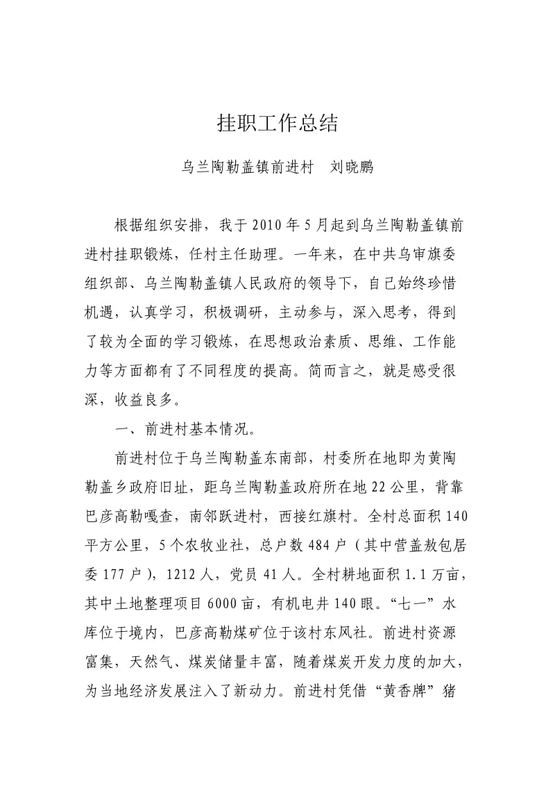 挂职工作全年总结(刘晓鹏).doc_第1页