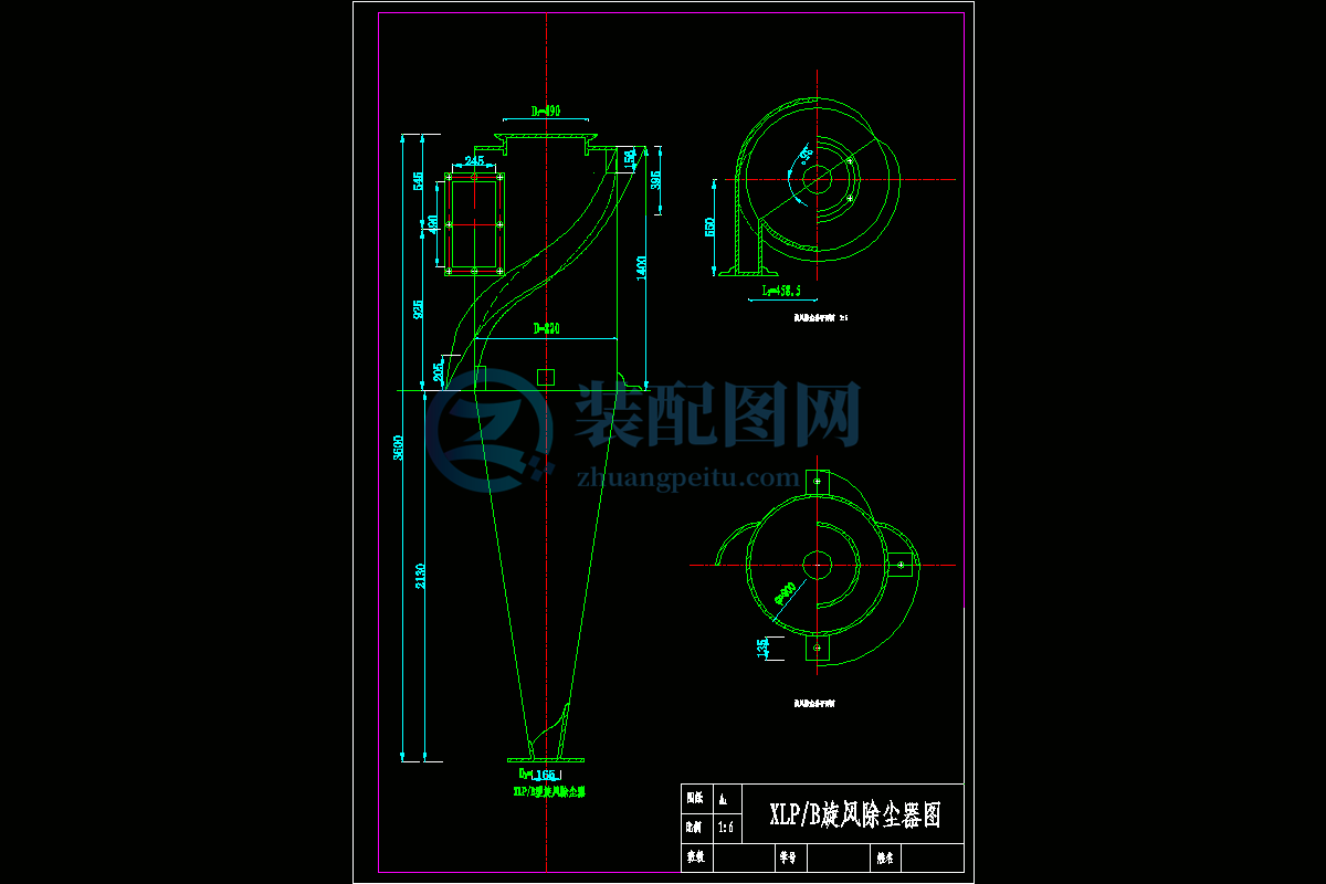 潔XLP旋風(fēng)除塵器圖CAD圖紙