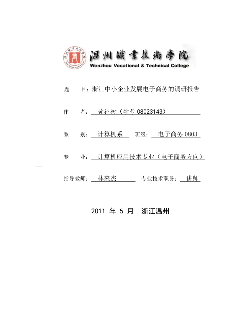 浙江中小企业发展电子商务的调研报告.doc_第1页