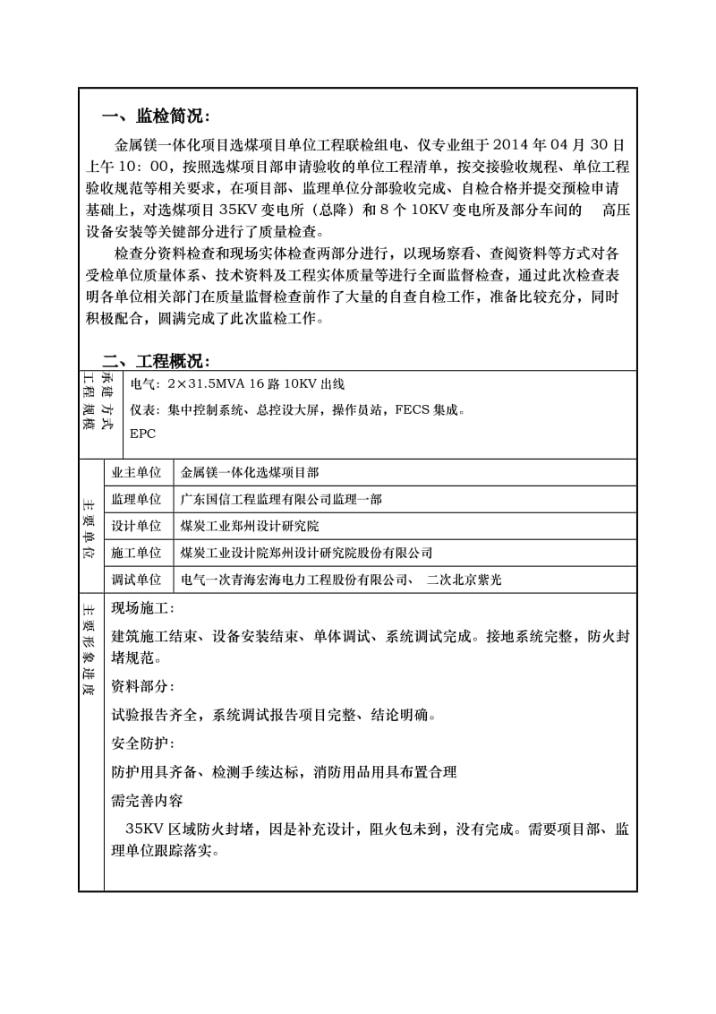 选煤项目单位工程预验收电、仪质量检查报告.doc_第2页