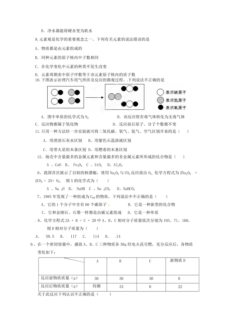 川省宜宾市南溪二中2013届九年级化学考试试题 新人教版.doc_第2页