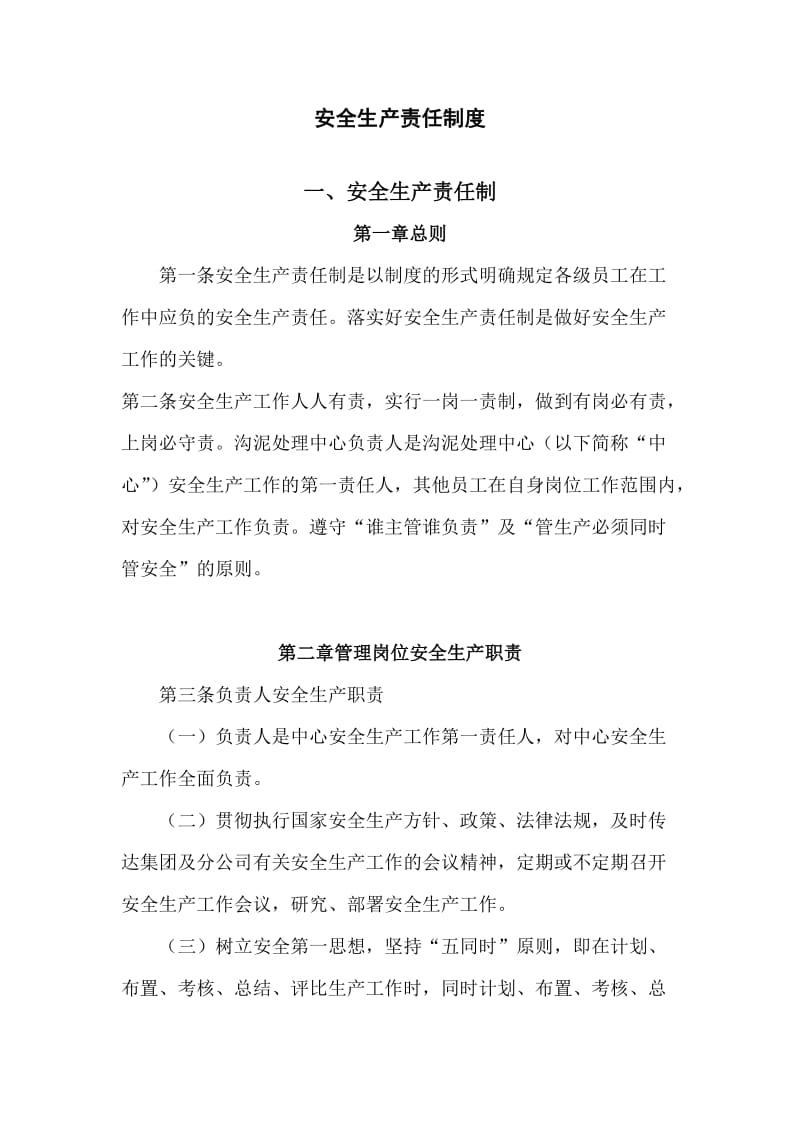 沟泥处理中心安全生产责任制度.docx_第1页