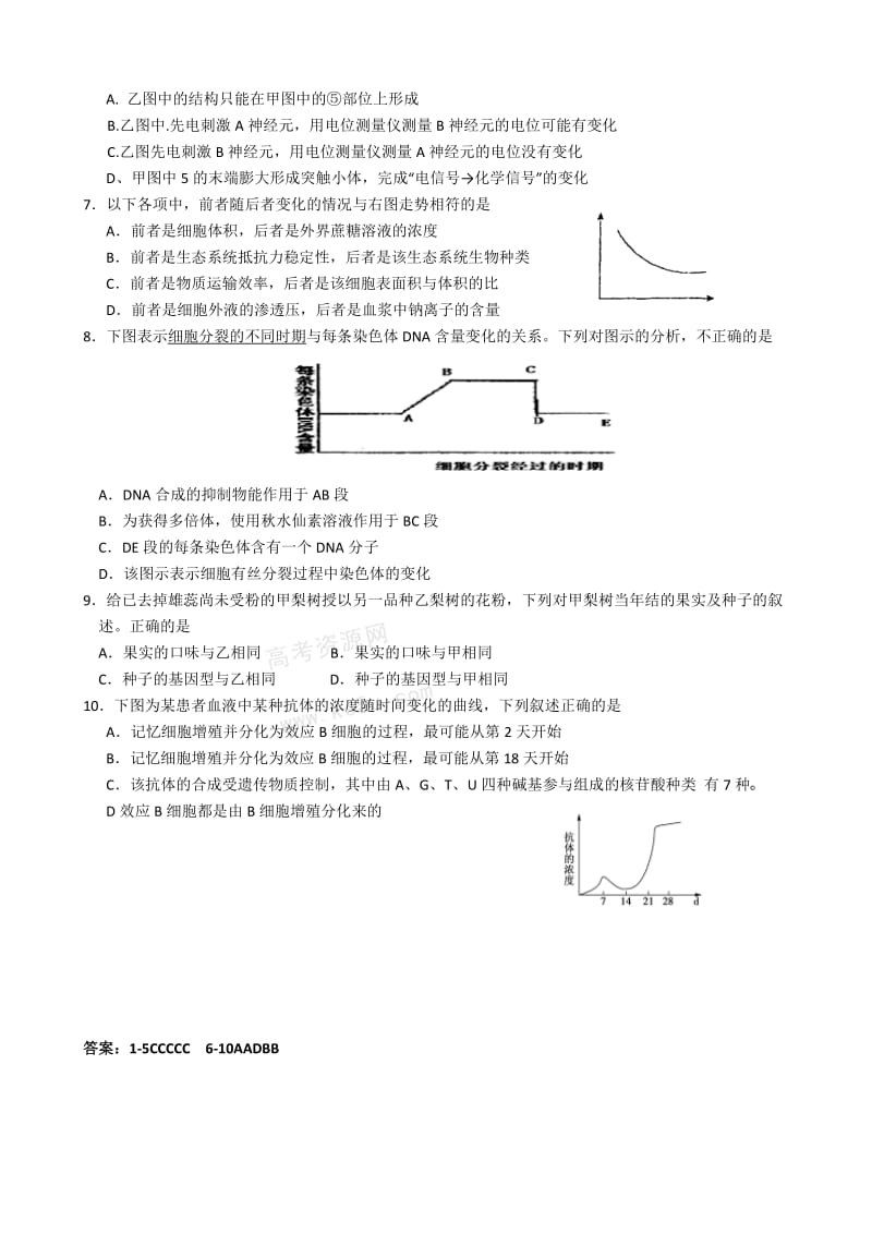 高考生物选择题专项训练.doc_第2页