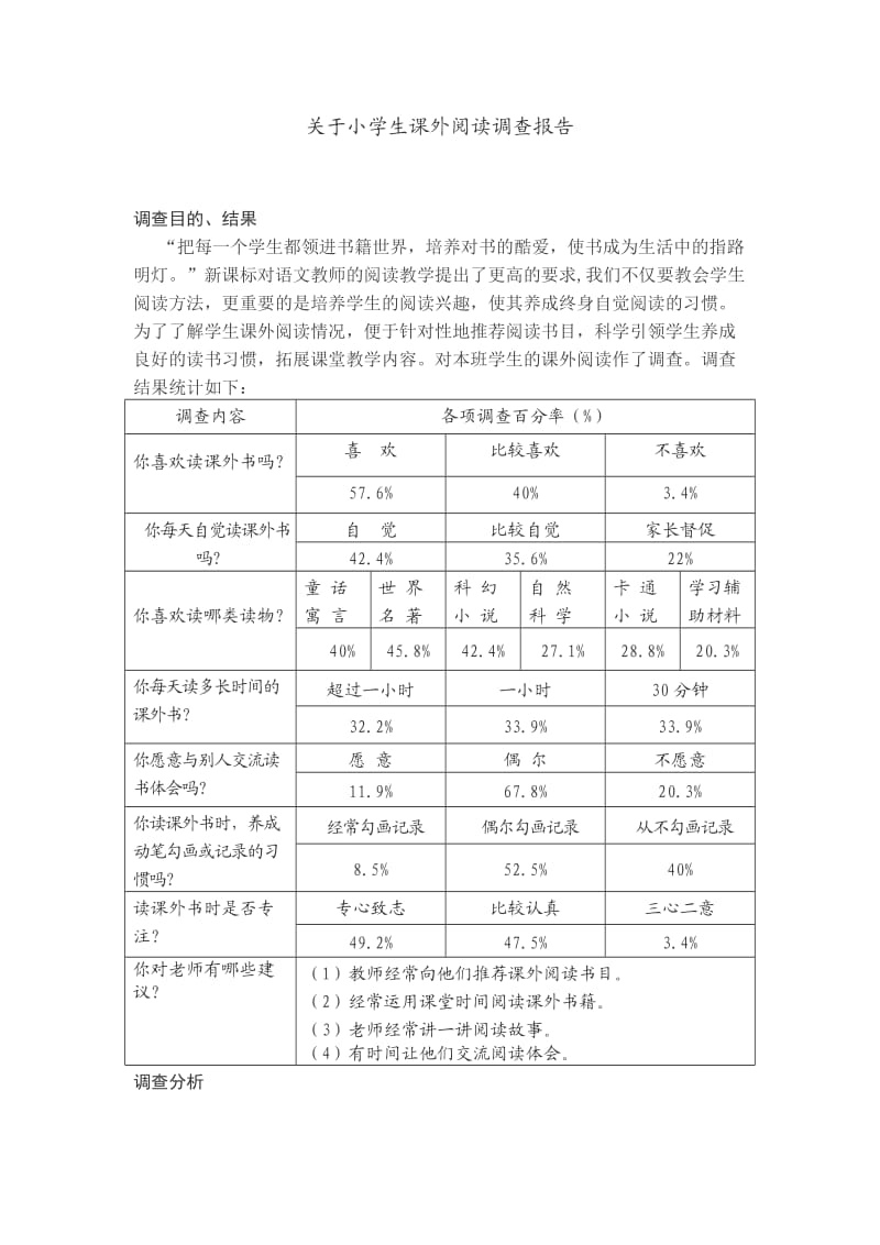 关于小学生课外阅读调查报告.doc_第1页